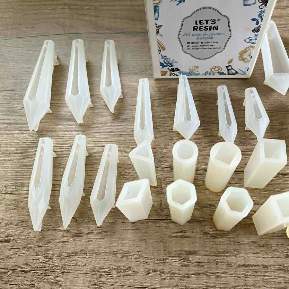 Crystal and Cylinder - Shaped Clear Silicone UV Resin Molds - Picture 2 of 5